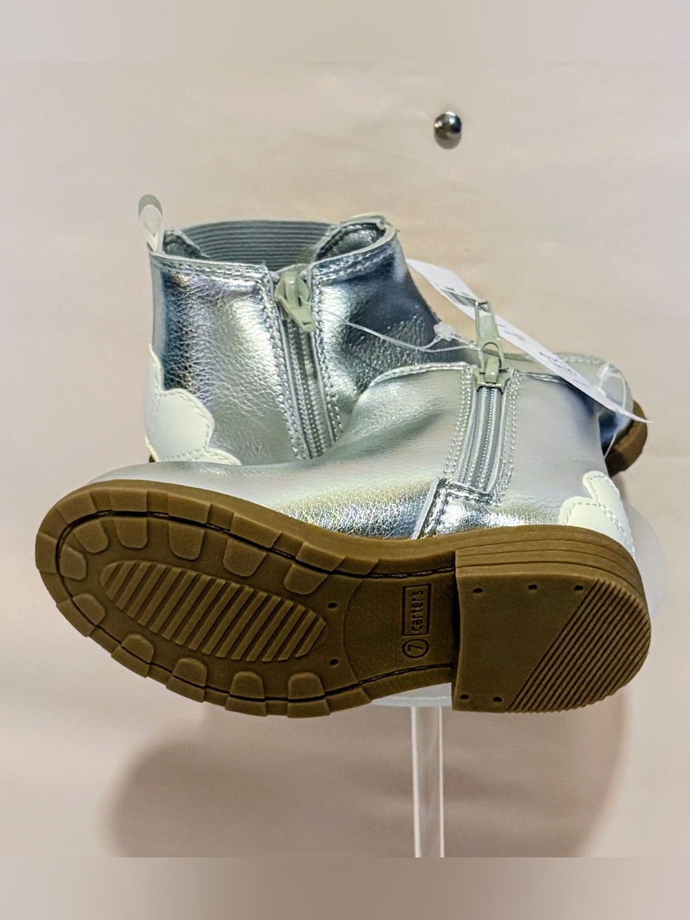 Carter’s Silver Metallic Ankle Boots - Girls Toddler - Picture 4 of 7